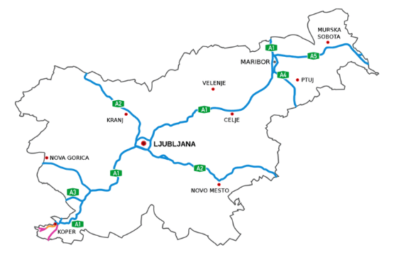 Mapa płatnych dróg w Słowenii